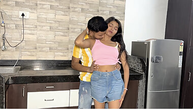 After Mom and Dad went out, the girl called her boyfriend at home.