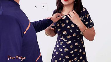 Indian Husband ripped clothes of Priya to see her sexy body and fuck tight ass hard with Hindi audio