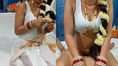 Tamil bhabhi's pussy fucked in white saree