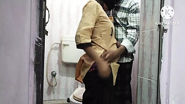 18+ School gril bathroom sex with friend