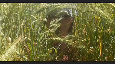 Sister-in-law after walking in the forest in the field and massaged her fat ass with her husband