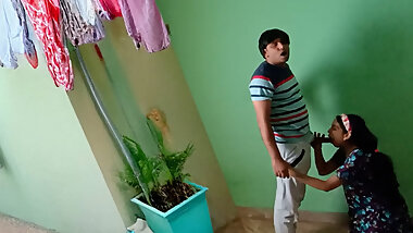 Indian College stepsister Sex while putting clothes out to dry