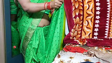 Beautiful Indian bhabhi is wearing saree.