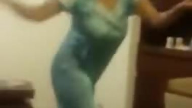 Indian or Arab girl with perfect tits dances and jumps