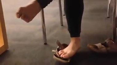 Abused shoeplay in library'