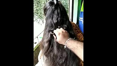 Silky thick Indian hair play