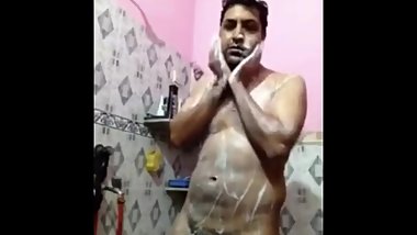 Indian daddy taking bath naked