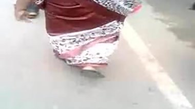 Satin Silk Saree Aunty Back